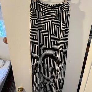 Anthropologie Black and White Maze Maxi Skirt